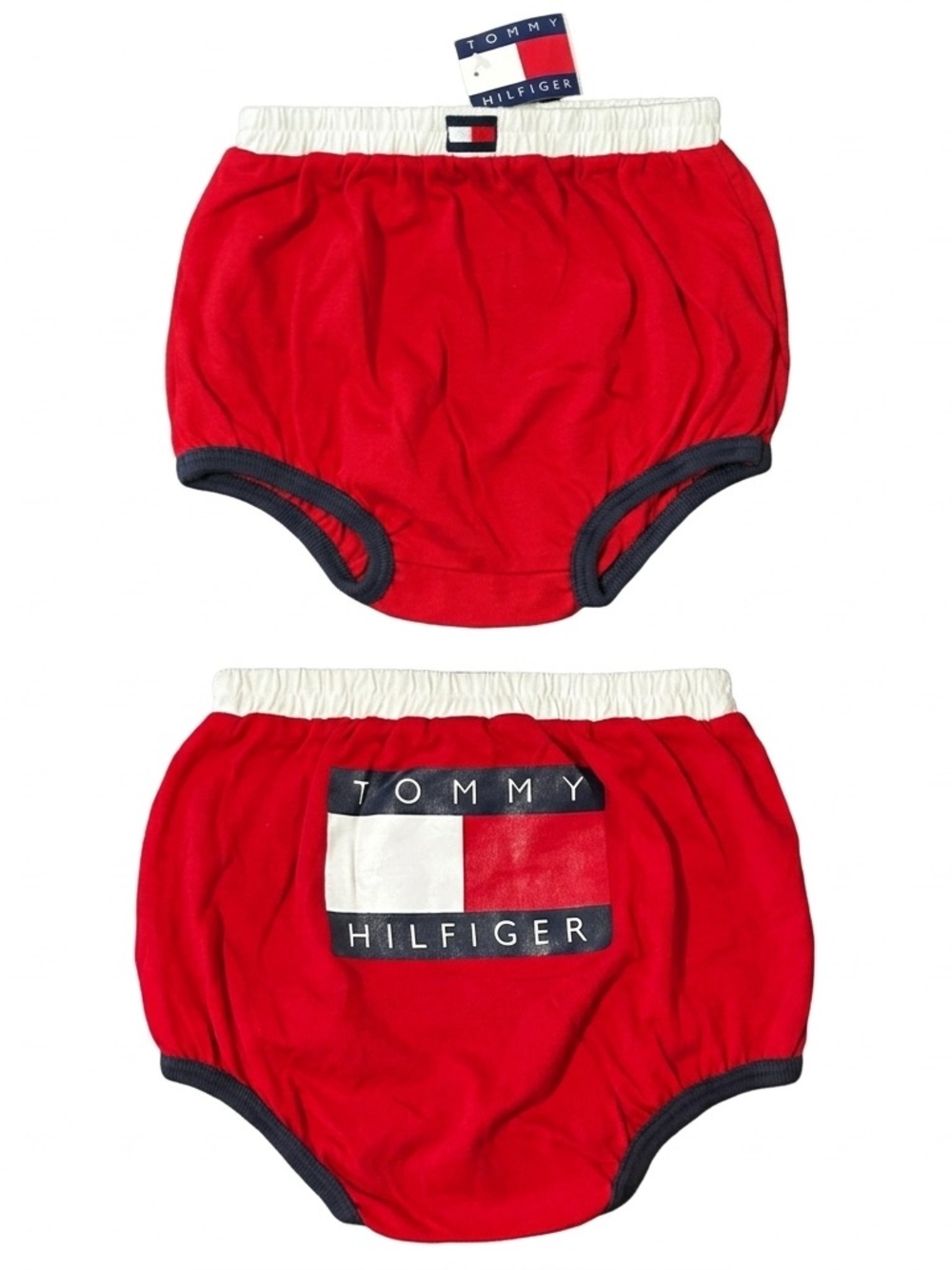 NWT Vintage Tommy Hilfiger Baby Girl Big Logo Bloomer | 18-24M | Red | RARE